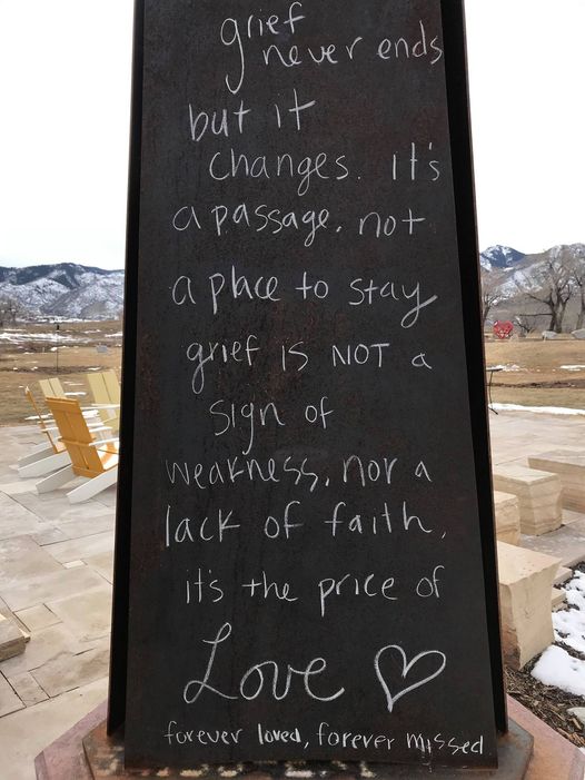 Chalk wall grief messages in Seven Stones Chatfield Colorado