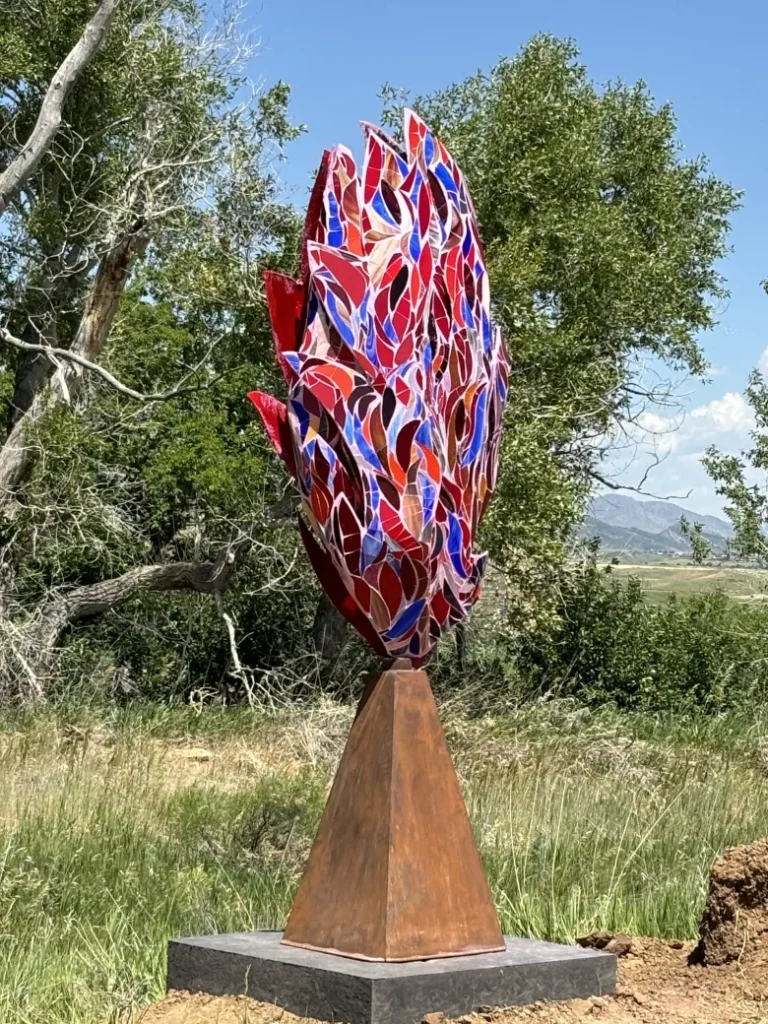 Whirling Dervish sculpture at Seven Stones Botanical Gardens Colorado