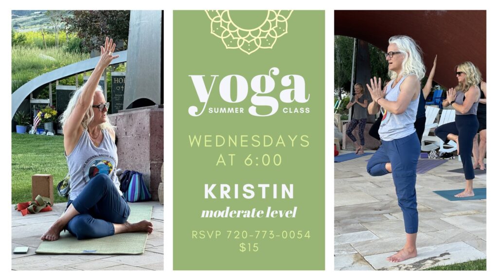 Kristin yoga in the gardens at Seven Stones2026