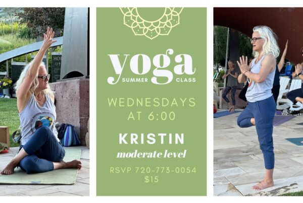 Kristin yoga in the gardens at Seven Stones2026
