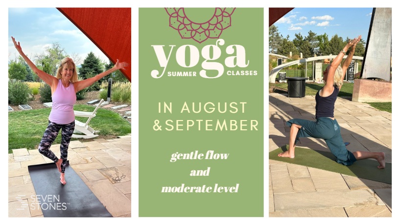 Summer outdoor yoga at Seven Stones with Barbara and Kristin